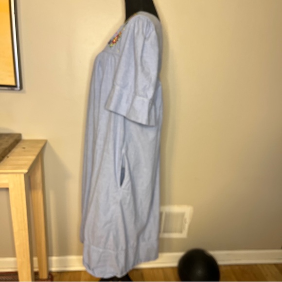 BECHAMEL Women's House Dress Embroidered Floral Chambray Sz S - Picture 3 of 7